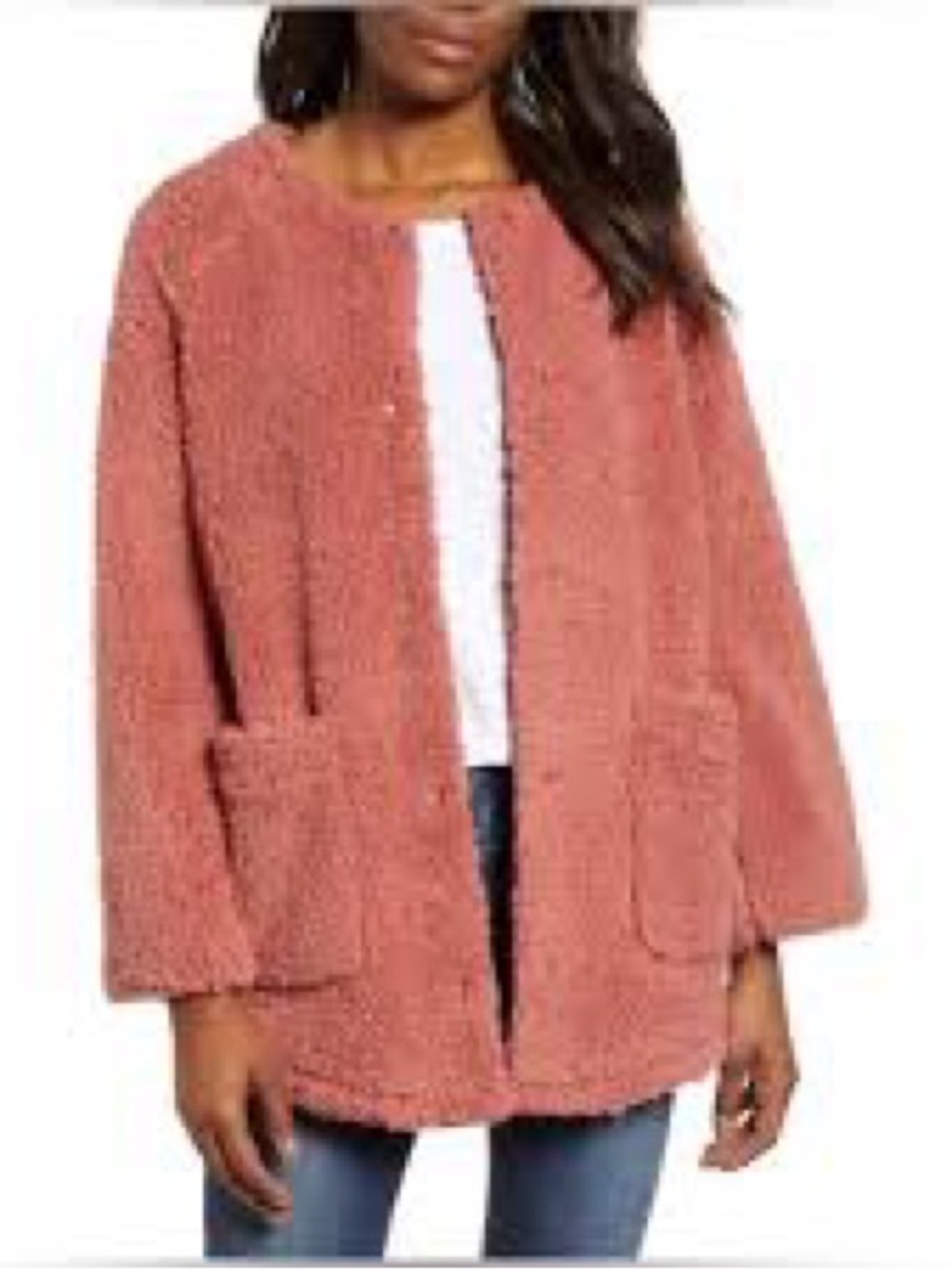 Nordstrom | Women's Cozy Sherpa Jacket in Light Pink | Great Condition | Sz M